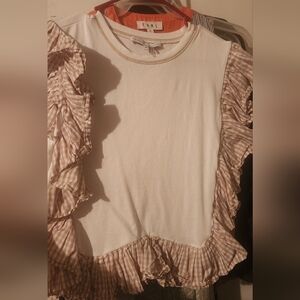English Factory Cream Top with Ruffle Detail